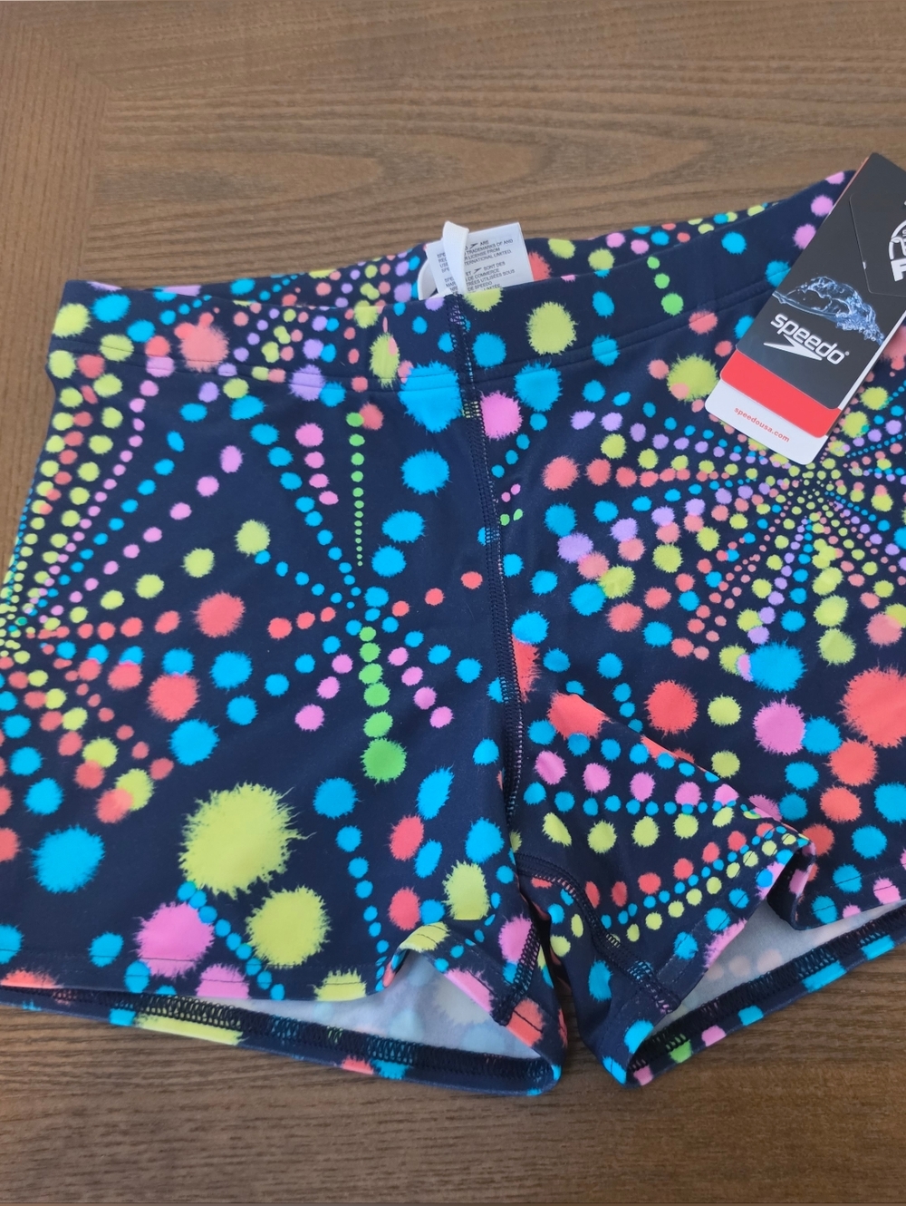 Speedo Boys' Multicolor Dot Burst Swim Shorts - Navy Base